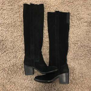 BCBG black suede boots