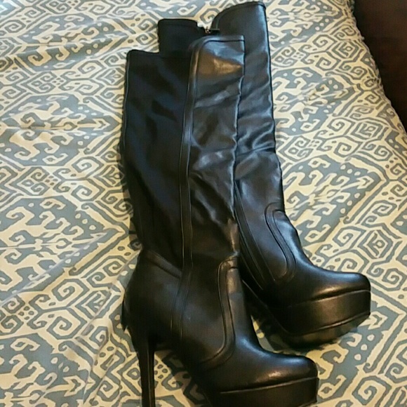 black high heel boots