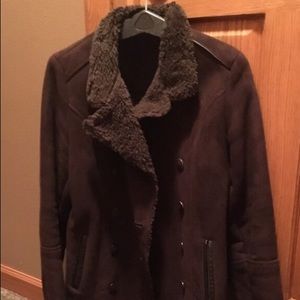 Suede jacket with fur lining