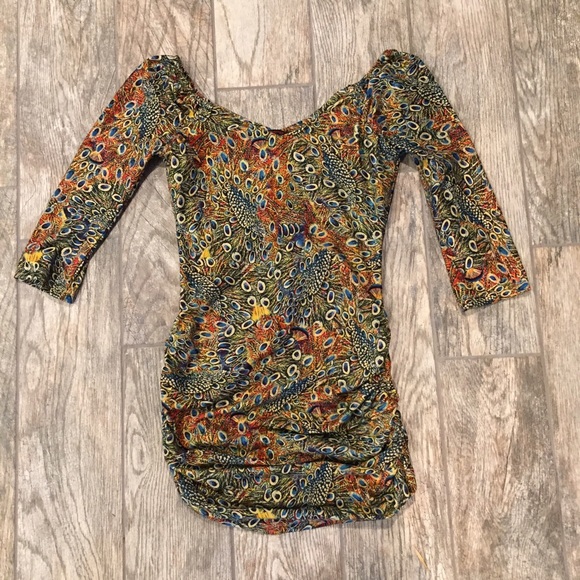 Long sleeve peacock dress
