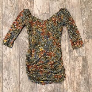 Long sleeve peacock dress