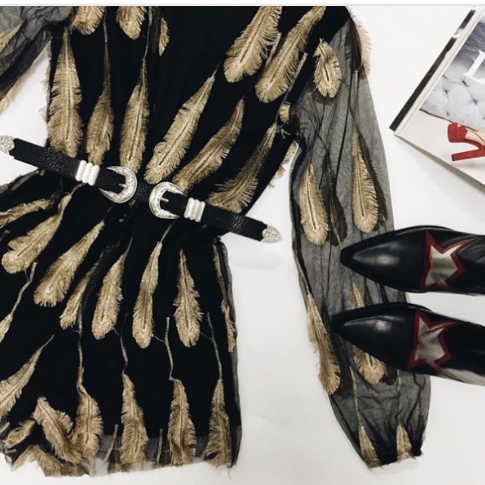 NEW! Black and Gold Sheer Romper - Picture 7 of 8