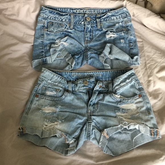 2 pairs of American eagle jean shorts size 00
