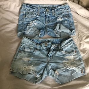 2 pairs of American eagle jean shorts size 00