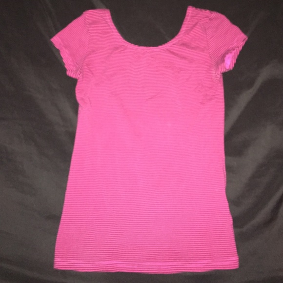 Fitted pink and black stripe shirt