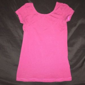 Fitted pink and black stripe shirt