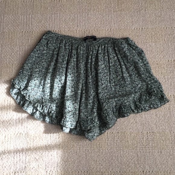 Green Floral Flowy Shorts
