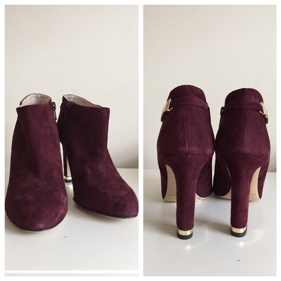 ❌SOLD❌NIB Kate Spade Aldaz Suede Bow-Buckle Bootie - Picture 3 of 4