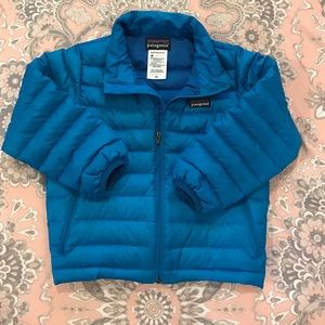 Patagonia blue down feather coat 3T