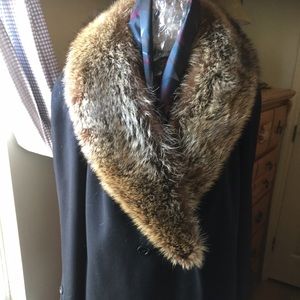 women's full-length wool coat w raccoon collar