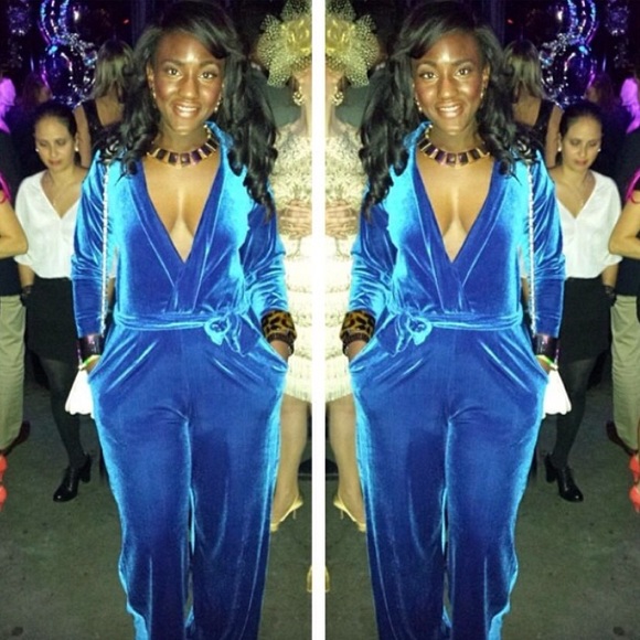 Blue velvet jumpsuit