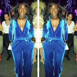 Blue velvet jumpsuit