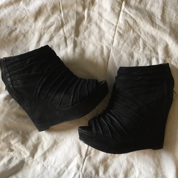 Black Wedge Booties
