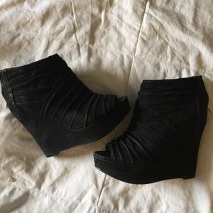 Black Wedge Booties