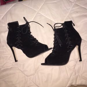 Black suede heels