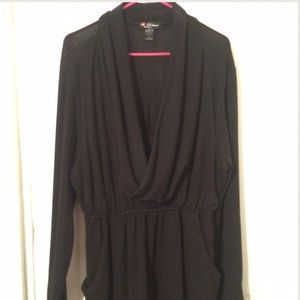 Cowl Neck Long Sleeved Dress, 3X