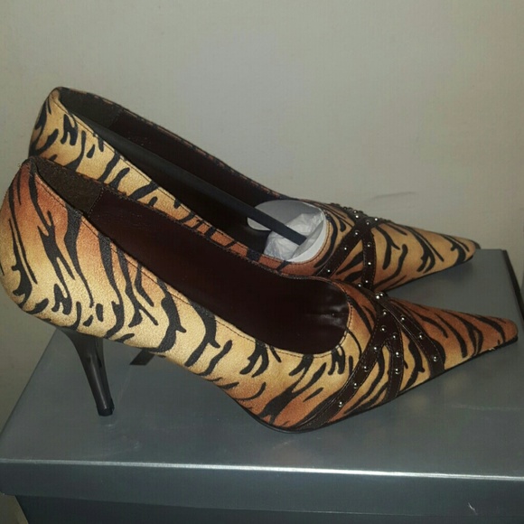Tiger print stiletto heels size 7.5