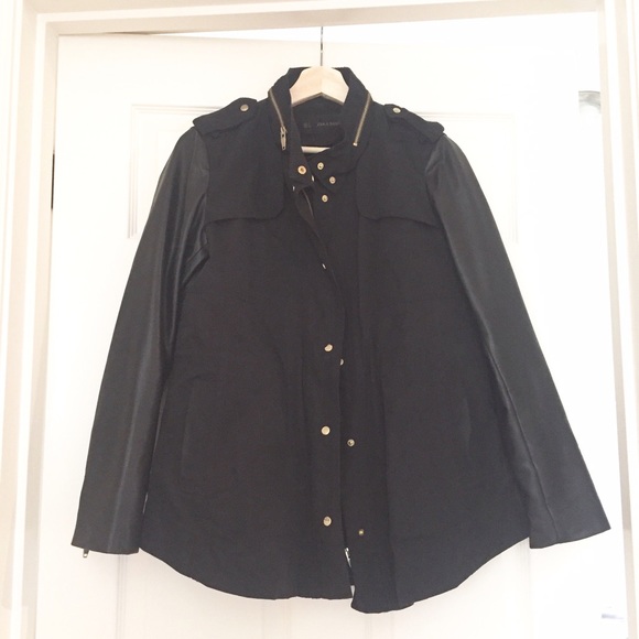 Zara Faux Leather Sleeve Jacket - Picture 1 of 2