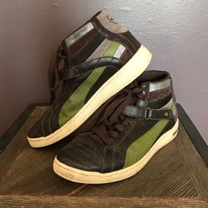 Puma high tops in brown and olive