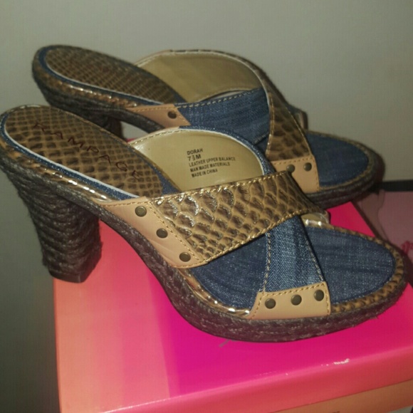 Denim chunky sandals size 7.5
