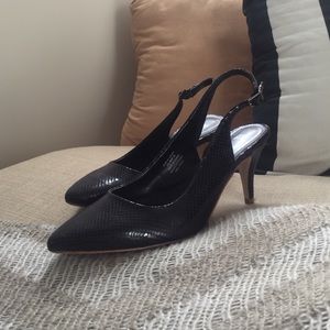 Black H&M sling backs in imitation snakeskin