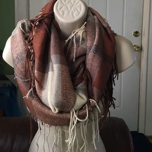 Plaid with fringe Infinity Scarf