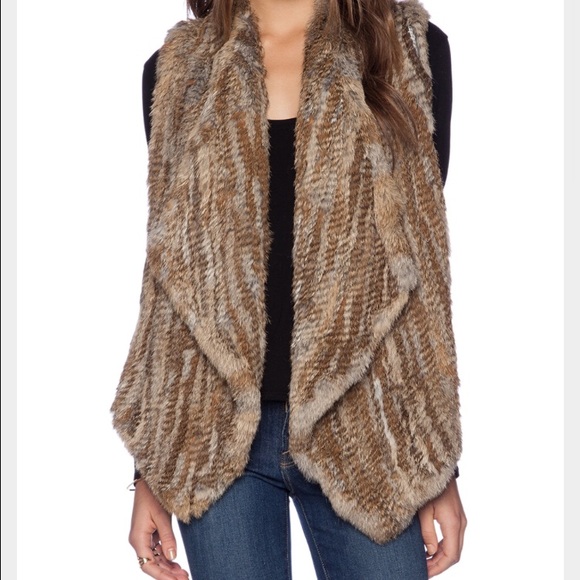 Bebe Brindle Rabbit Fur Vest XS