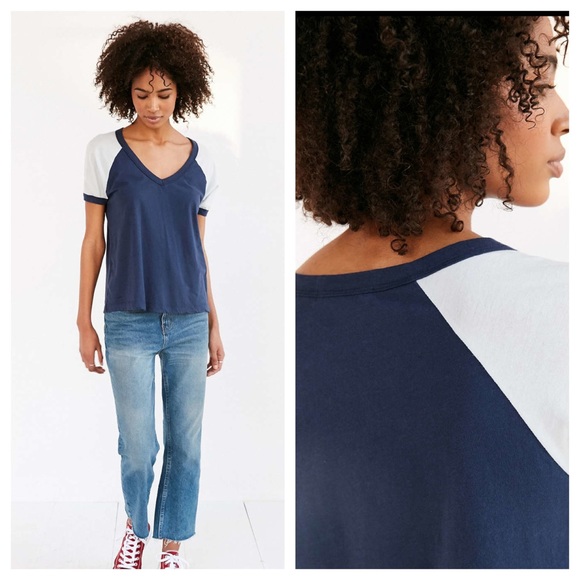 Truly Madly Deeply Blue Prinze V-Neck Raglan Tee - Picture 3 of 4