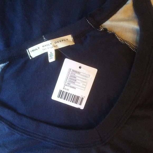 Truly Madly Deeply Blue Prinze V-Neck Raglan Tee - Picture 4 of 4