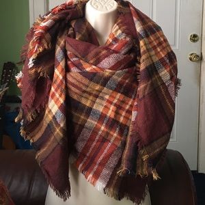 Blanket Scarf 100% soft acrylic in plaid pattern