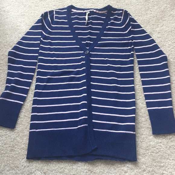 Pink and navy striped cardigan women's size small