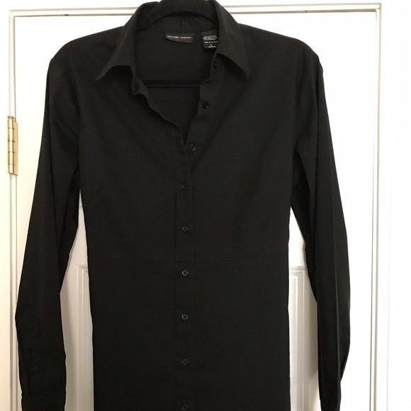 NY & Co Black Stretch Blouse w/ Tie Back