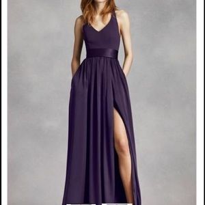 V Neck Halter Gown with Sash (amethyst) Bridesmaid
