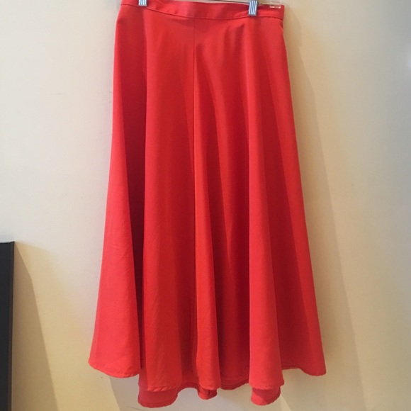 America Apparel Orange Midi Skater Skirt