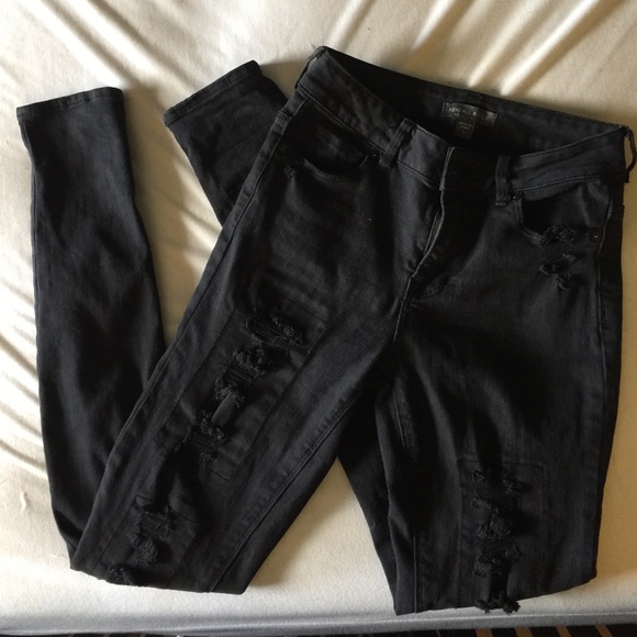 Kendall and Kylie Destroyed Black Jeans