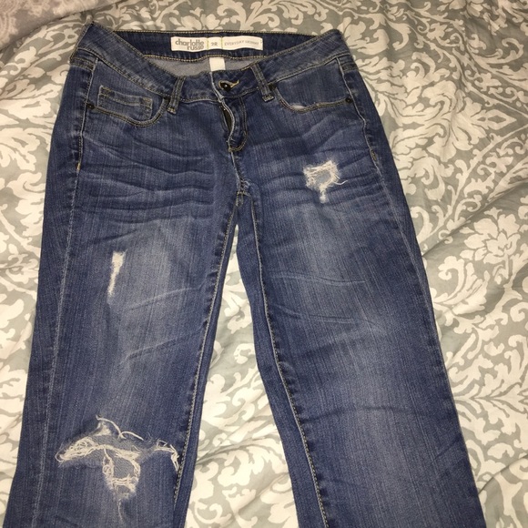 Medium wash ripped skinny jeans