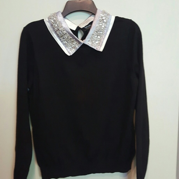 Beautiful holiday jeweled collared sweater