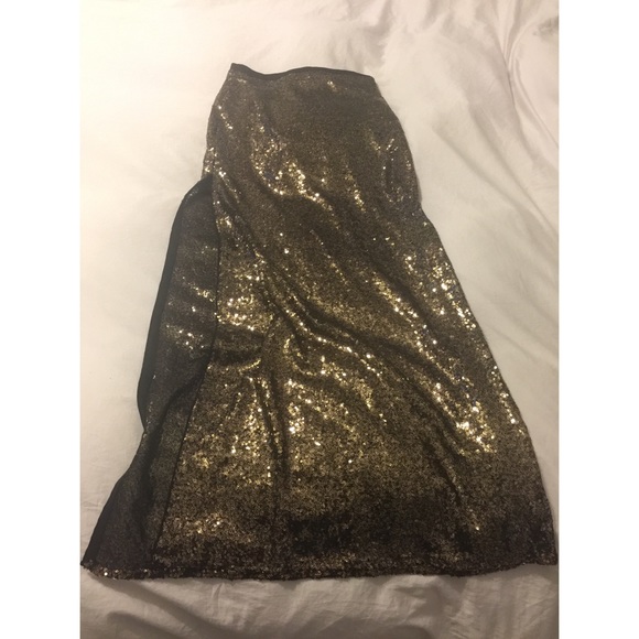 Gold sequin maxi skirt