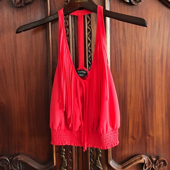 Bebe fringe crop top xxs