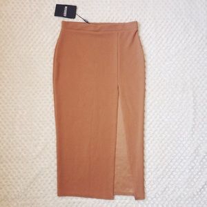 Gorgeous Brown Pencil Skirt with High Slit