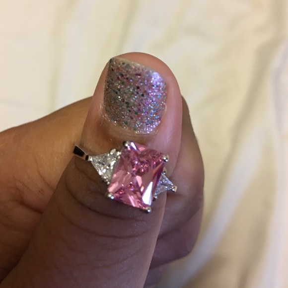 Beautiful pink and clear cz ring