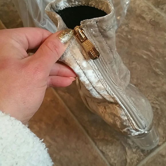 Crushed velvet bootie clear heel - Picture 4 of 8