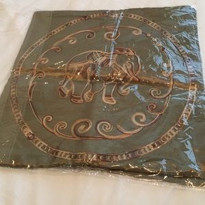 2 teal, light green silk pillow cases.