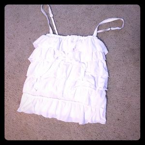 White ruffle tank top