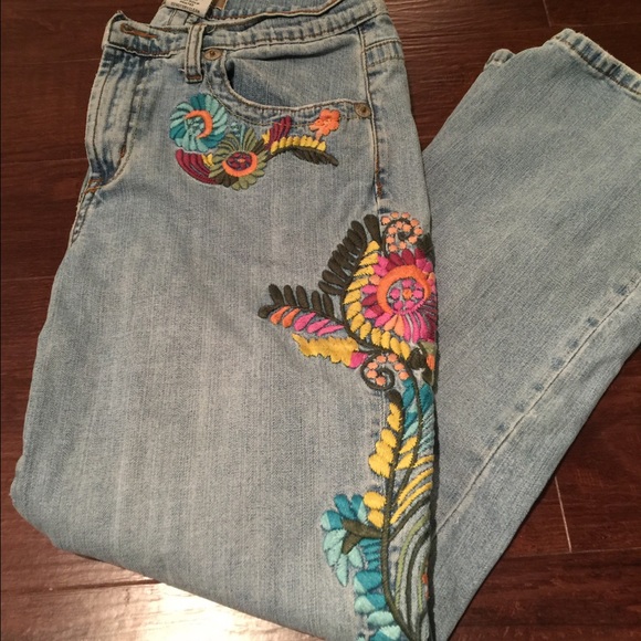 boho embroidered jeans