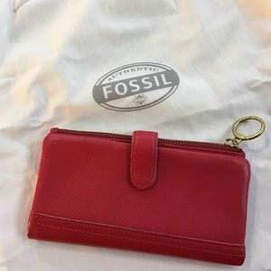 Fossil leather red wallet