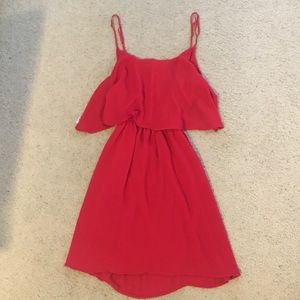 Red open back dress!
