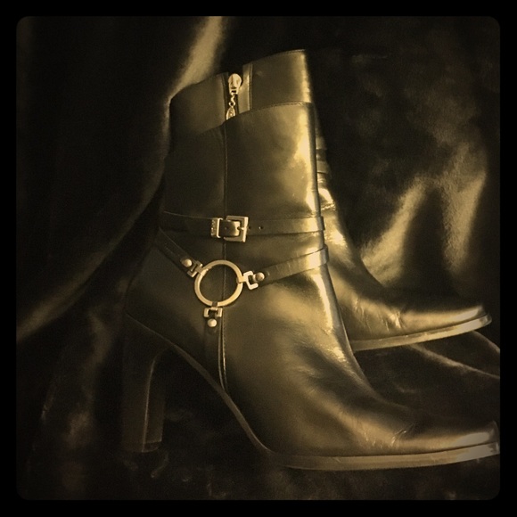 Harley Davidson Black Leather Ankle Boots
