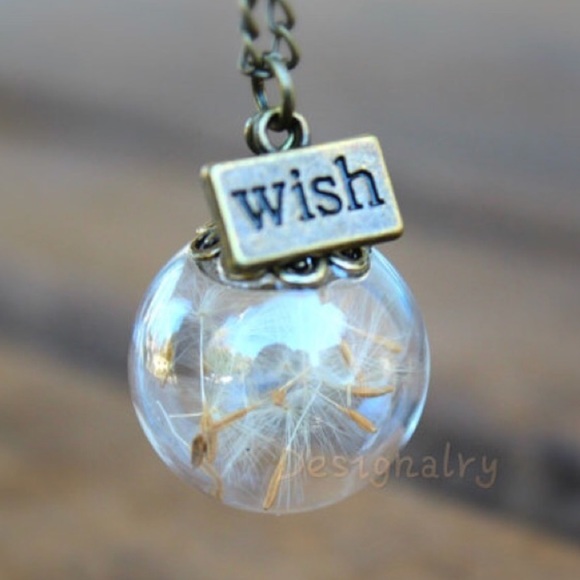 Real dandelion make a wish necklace