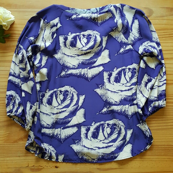 Prairie New York Pullover Purple Floral Blouse, Size Small - Picture 3 of 3